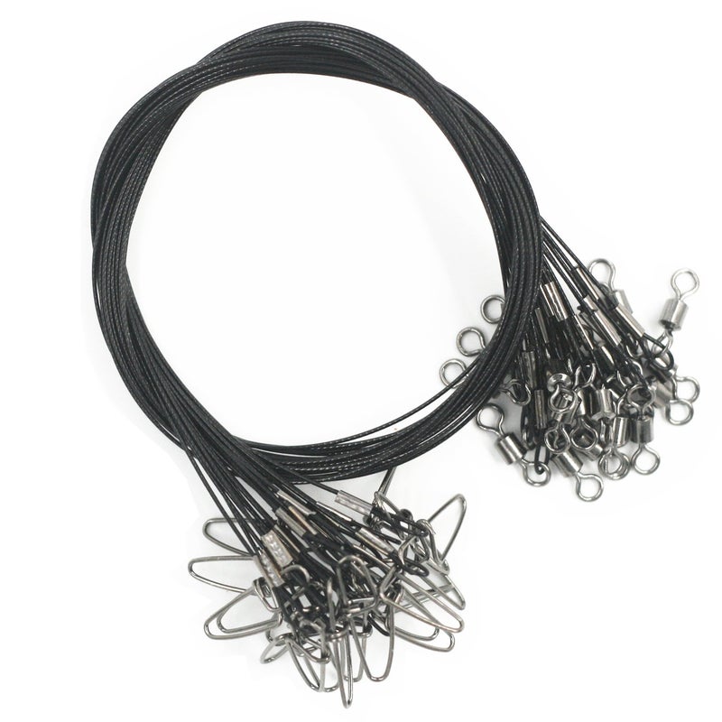 Mimilure 20pcs Heavy Duty Fishing Leaders: 19" Stainless Steel Wire Leaders Black with snap and Swivel for Pike Catfish - Image 5